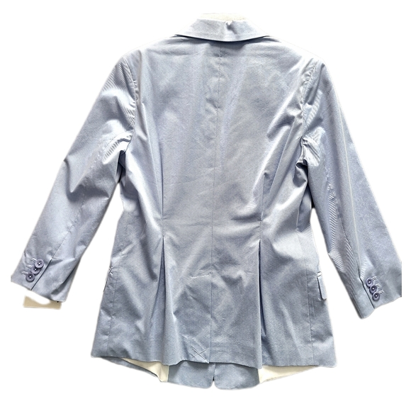 Joie NWT 🏷️ "Nian" Fitted Blue Chambray Oxford Cotton Blazer Pockets Jacket 4 - Picture 15 of 16